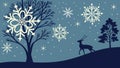 Winter Landscape with Deer and Pine Trees, vector design Generative AI Royalty Free Stock Photo