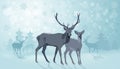 Winter Landscape with Deers Royalty Free Stock Photo