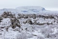 Winter landscape Dimmuborgir Lake Myvatn, Iceland Royalty Free Stock Photo