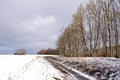 Winter landscape with ditch trench near forest Royalty Free Stock Photo