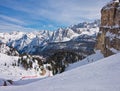 Winter landscape in Dolomites at Cortina D`Ampezzo ski resort, Italy Royalty Free Stock Photo