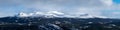 Winter landscape with dramatic snowy mountains. Panorama Royalty Free Stock Photo