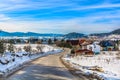 Winter landscape in Dynamic Alps, Kupres town. Royalty Free Stock Photo