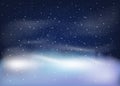 Winter landscape with Falling snow. Christmas and New Year Background. Vector illustration. Royalty Free Stock Photo