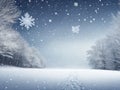 Winter landscape with falling snowflakes, abstract silver background Royalty Free Stock Photo