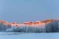 Winter landscape with farm-houses, Sweden