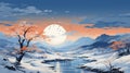 Winter Landscape: Digital Painting With Ornithological Elements