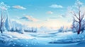 Winter Landscape Illustration In Cartoon Style