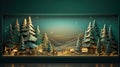 Winter landscape with fir trees and mountains, Christmas and New Year background, Generative AI illustrations Royalty Free Stock Photo