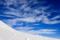 Snow, sky and clouds in the mountains Royalty Free Stock Photo