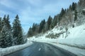 Winter landscape Forest road and trees covered with snow Royalty Free Stock Photo