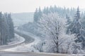 Winter landscape, Winter road and trees covered with snow, Germany Royalty Free Stock Photo