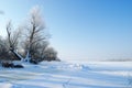 Winter landscape with frozen river