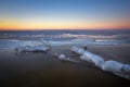 Winter landscape with frozen snags.