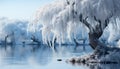 Winter landscape frozen tree reflects beauty of nature generated by AI Royalty Free Stock Photo