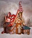 Gingerbread fantasy house at Christmas time