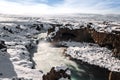 Winter landscape, Godafoss waterfall in winter, Iceland landmark Royalty Free Stock Photo