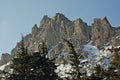 Winter landscape. Evening. The greatness and inaccessibility of the rocks..