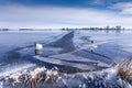 A winter landscape with a hole on the Kagerplassen in Warmond Royalty Free Stock Photo
