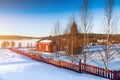 Winter landscape with house at lake Royalty Free Stock Photo