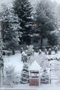 Winter landscape with house and trees