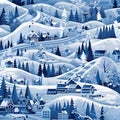 Winter landscape with houses and snowflakes. Christmas background. Vector illustration Royalty Free Stock Photo