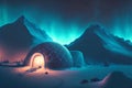 Winter landscape with an igloo. 3d rendering, 3d illustration. Royalty Free Stock Photo