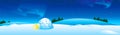 Winter landscape with igloo a lot of snow and aurora night sky Royalty Free Stock Photo