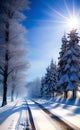 Winter landscape illustration Artificial Intelligence artwork generated