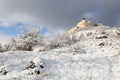 Winter landscape - Krasna Horka Castle, Royalty Free Stock Photo