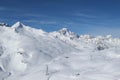 Winter landscape of La Thuile ski resort in Alps, Mont Blanc mountain view Royalty Free Stock Photo