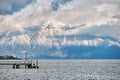 Winter landscape of lake Geneva or Lac Leman