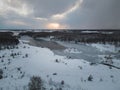 Winter landscape at Lake Vandjala shot from a drone