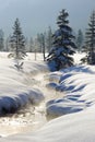 Winter landscape with little stream in Bavaria