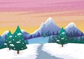 Winter Landscape with Lovely Cartoon design