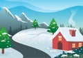 Winter Landscape with Lovely Cartoon design