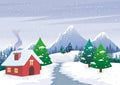 Winter Landscape with Lovely Cartoon design