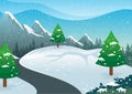 Winter Landscape with Lovely Cartoon design