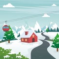 Winter Landscape with Lovely Cartoon design