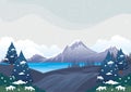 Winter Landscape with Lovely Cartoon design