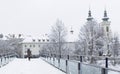 Winter landscape with Mariahilfer church in the background, in the city center of Graz, Steiermark region, Austria, in a beautiful