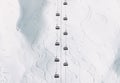 Winter landscape minimal style Funicular Cable cabins and snowy mountain