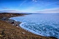 Winter landscape of Mongolia. Frozen lake Khubsugul