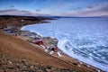 Winter landscape of Mongolia. Frozen lake Khubsugul