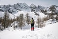 Winter trekking in a beautiful sunny day. Gran Paradiso National Park, Italy Royalty Free Stock Photo