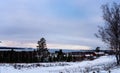 View of winter landscape during sunset from the village of TÃÂ¤llberg, Dalarna, Sweden