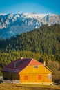 Winter landscape with mountains in Transylvania