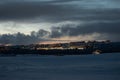 Winter landscape at night in Kiruna Lapland Sweden at night. Photographed 9 February 2024. Royalty Free Stock Photo