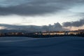 Winter landscape at night in Kiruna Lapland Sweden at night. Photographed 9 February 2024. Royalty Free Stock Photo