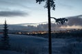 Winter landscape at night in Kiruna Lapland Sweden at night. Photographed 9 February 2024. Royalty Free Stock Photo